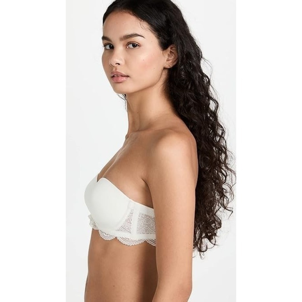 32C Simone Perele 12V302 Karma Strapless Underwire Plunge Bra Natural Ivory